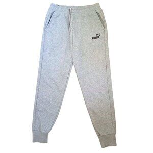 Puma Gray Fleece Jogger Sweatpants – Classic Logo, Size L